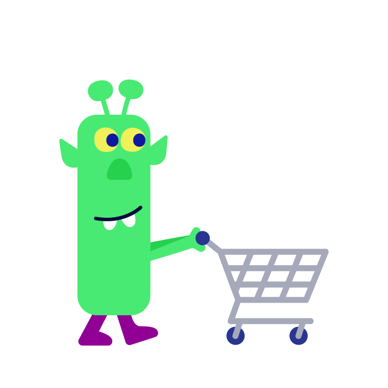 Mr Herman pushing a shopping trolley